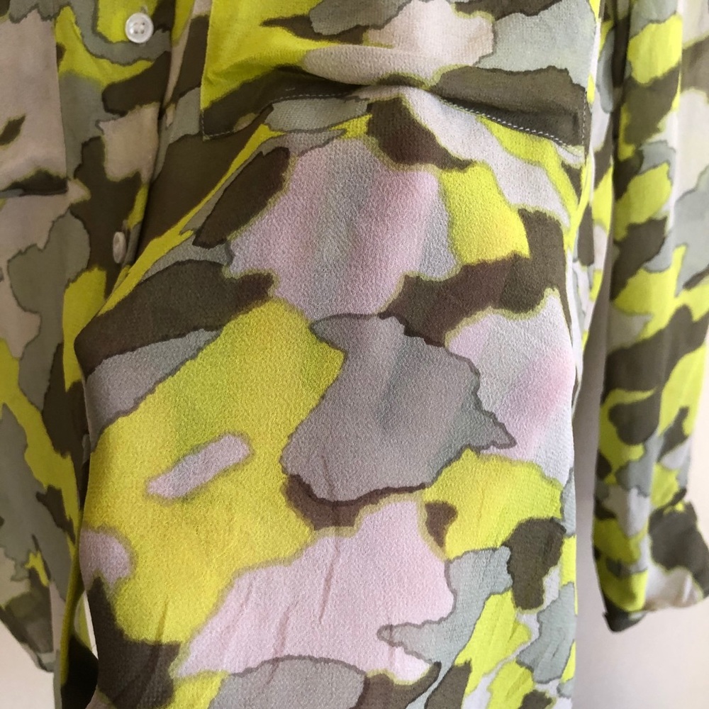 Club Monaco Sheet Silk Neon Camouflage Shirt. - Picture 3 of 5
